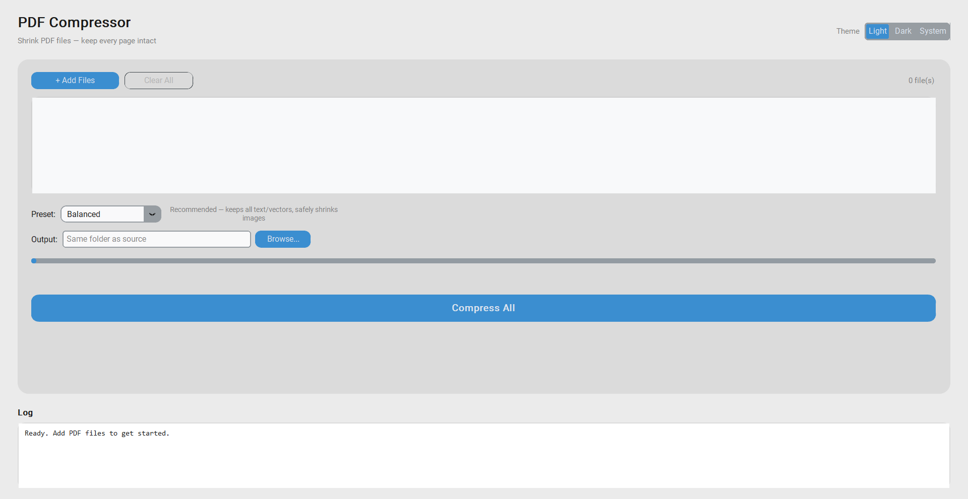 PDFCompressor on Windows — drag & drop PDFs, choose preset, compress